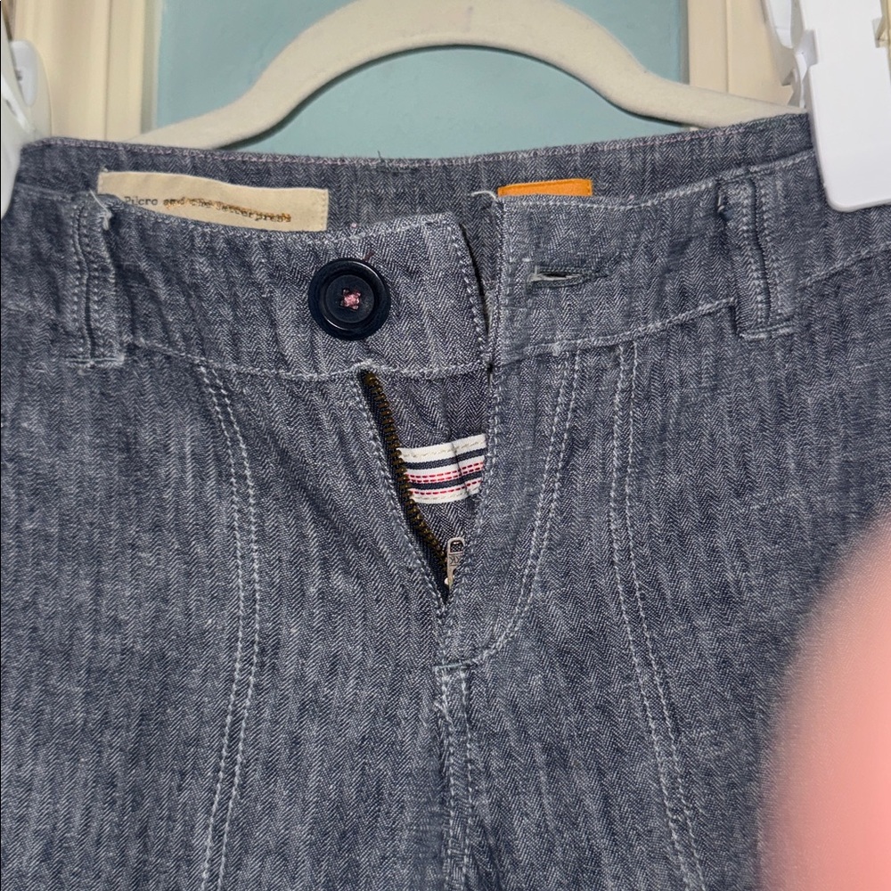 Pilcro-anthropology Stylish Denim linen Wide-Leg Pants - Picture 2 of 10